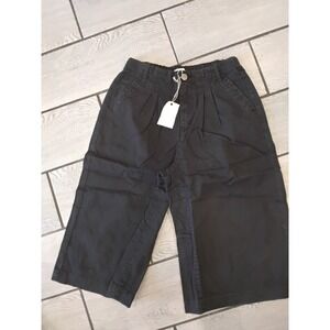 Easel Los Angeles Black Wide Leg Cropped Pants Pleated Elastic Waist Small NWT